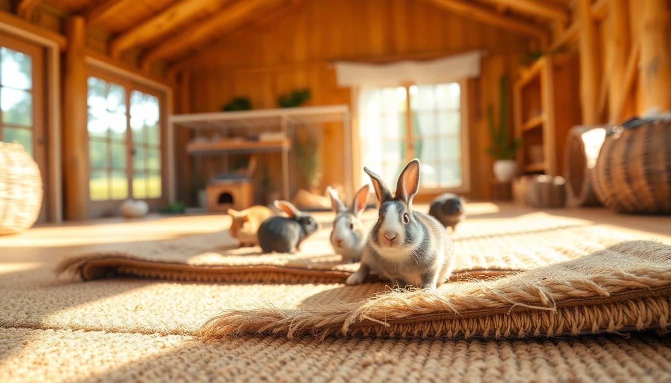Nagermatte in a cozy pet habitat, showcasing soft natural fibers for small animals.