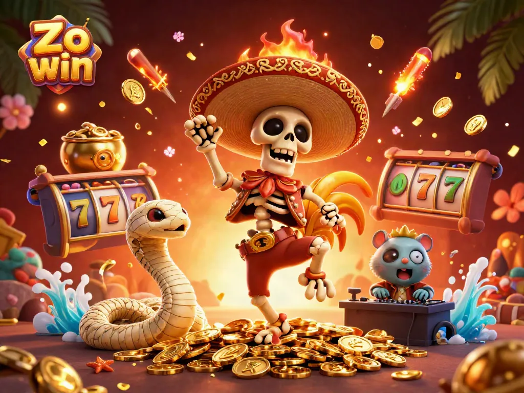 Experience the thrill of winning big with Zo win's vibrant casino illustration featuring vibrant characters.