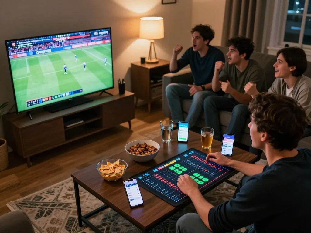 Cakhiatv sports betting scene with live football action and excited fans enjoying home entertainment.