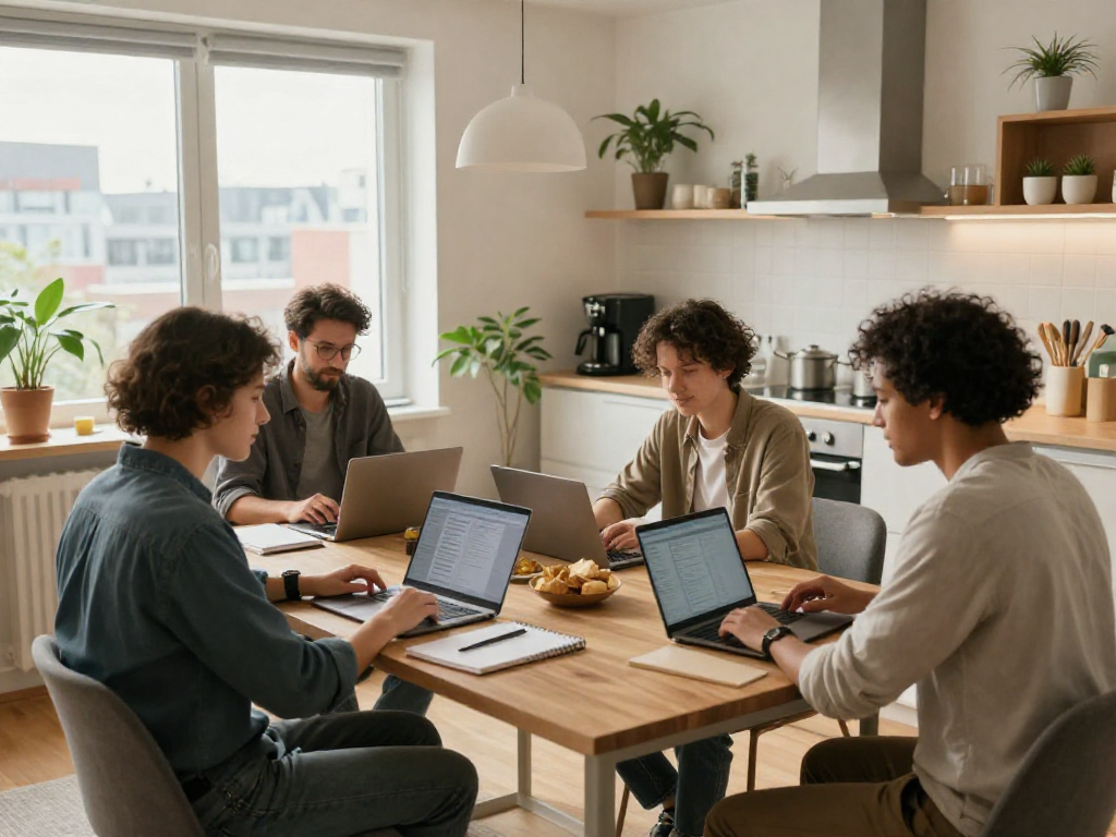 Monteurzimmer mieten Hannover: modernes Apartment mit Arbeitsbereich, ideal für Geschäftsreisende.