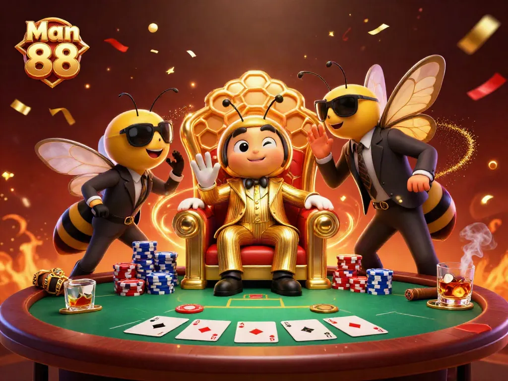 Man 88 features lively characters immersed in a thrilling poker scene with celebratory visuals.