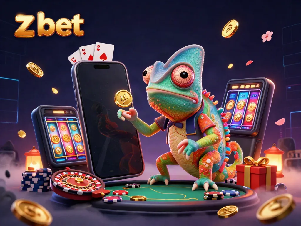 Chameleon casino owner showcases z bet gaming with dynamic elements and vibrant atmosphere.
