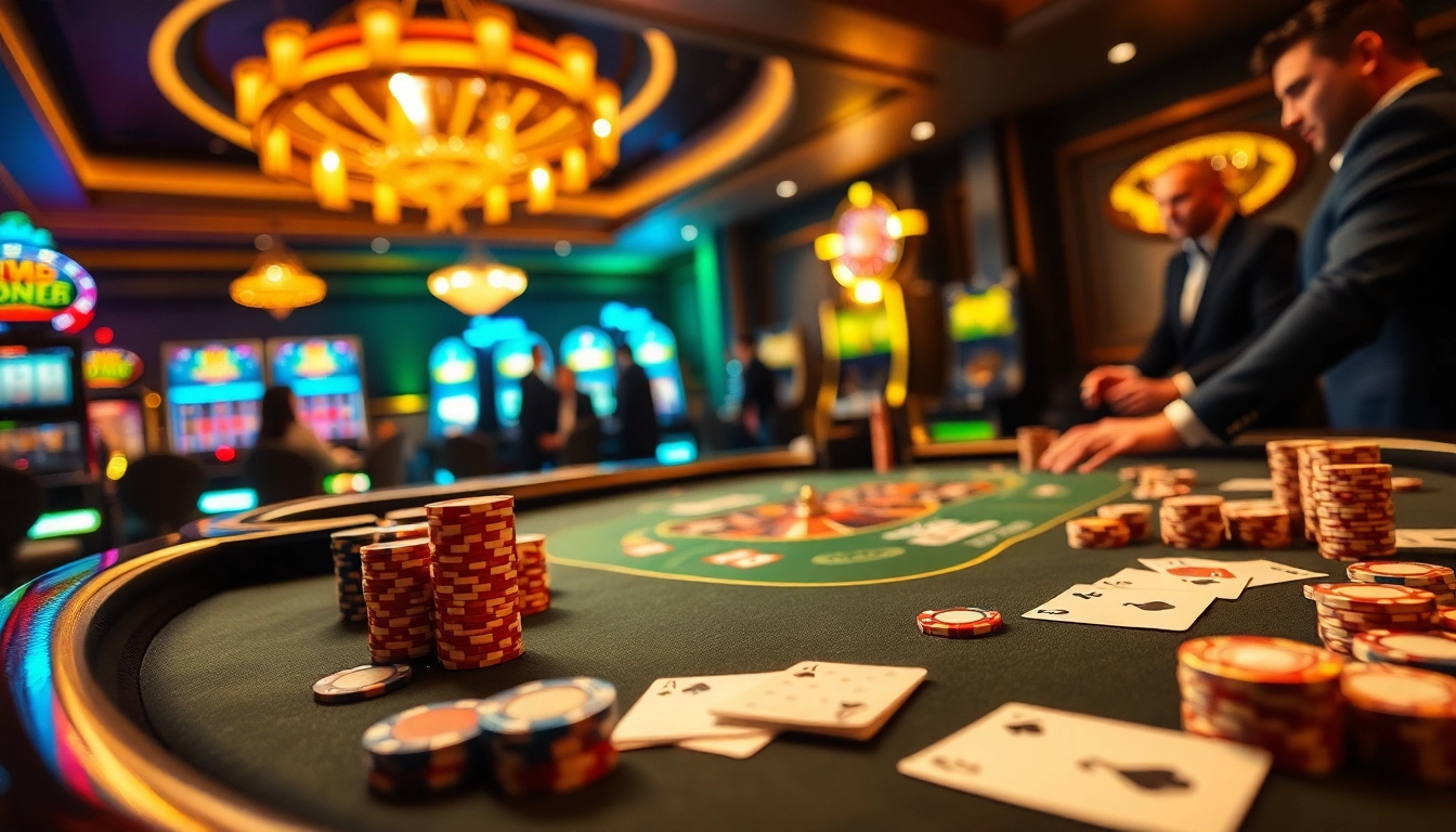 Players thriving at a professional poker table at MMOO casino, with exciting gaming elements.