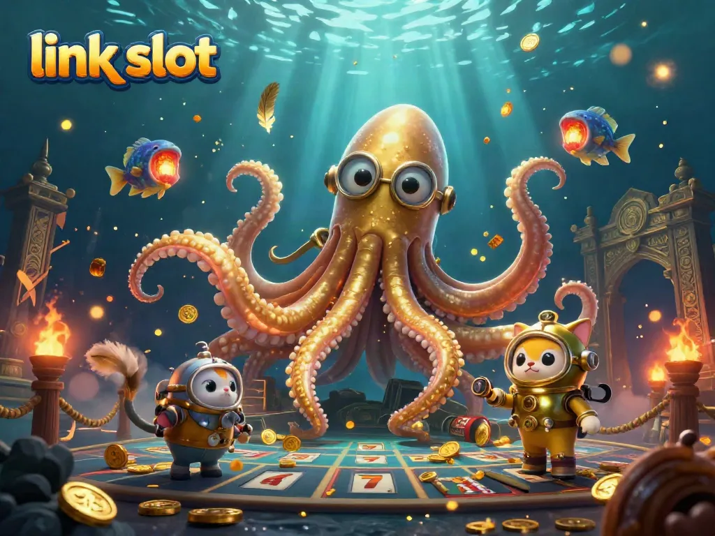 Experience the thrill of link slot with vibrant 3D characters in an underwater casino adventure.