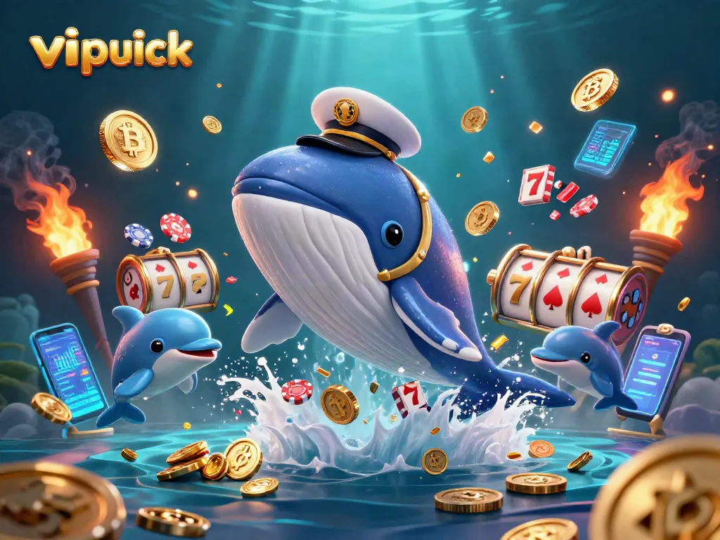 Experience the thrill of vipluck as a playful whale breaches through a sea of jackpot symbols.