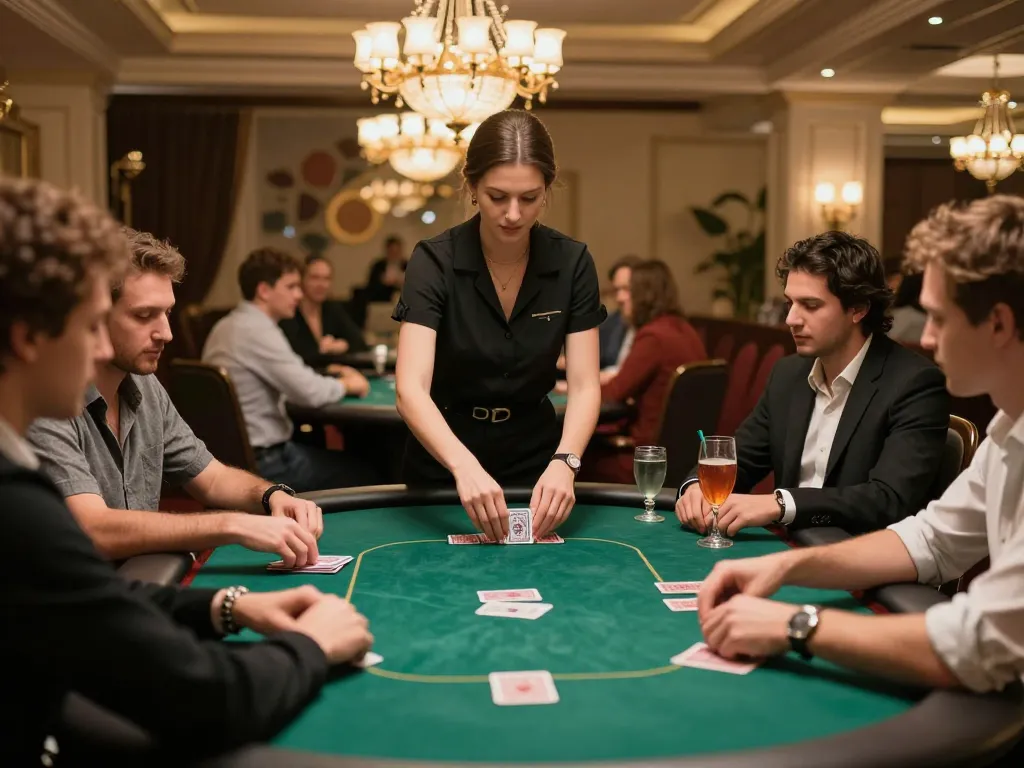 Pokerspiel in luxuriösem Ambiente mit Immobilienmakler Frankfurt Eschersheim, der die Spieler in intensiver Strategie engagiert.