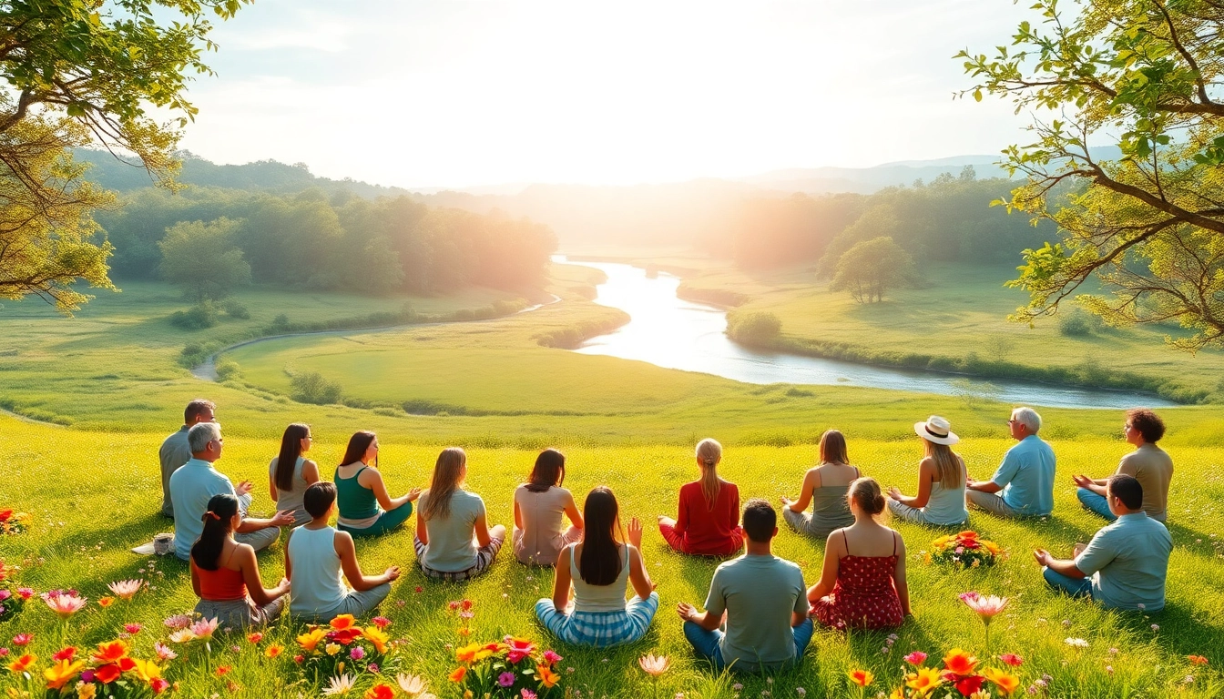 Teilnehmer bei spirituellen Seminaren genießen eine friedliche Auszeit in der Natur.