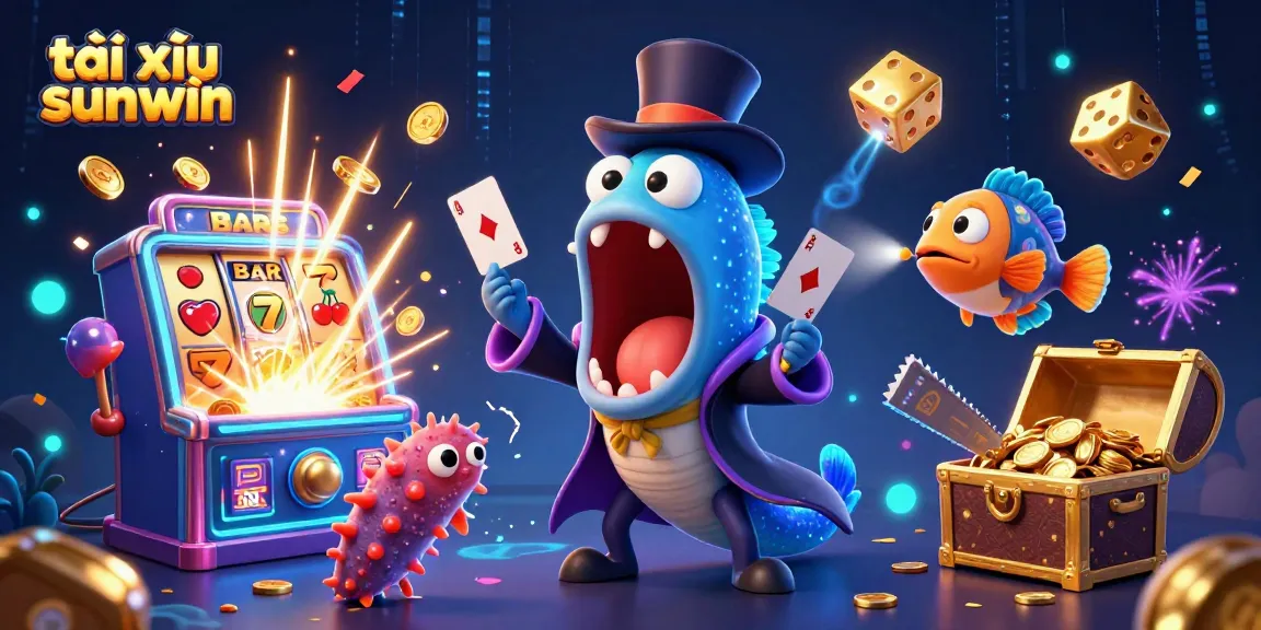 Tài xỉu sunwin brings vibrant 3D casino elements to life with animated sea creatures performing magic tricks.