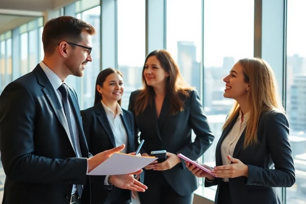 Headhunter Schweiz in einem modernen Büro bei erfolgreicher Rekrutierungsbesprechung.