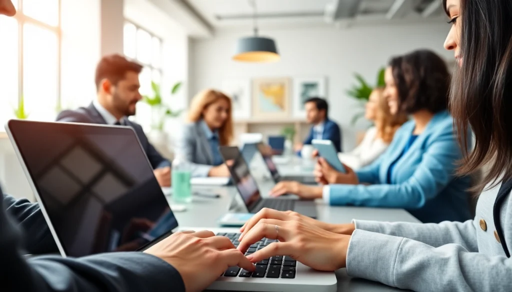 Office 2024 Pro Plus Vollversion kaufen in an engaging office setting with diverse professionals collaborating.