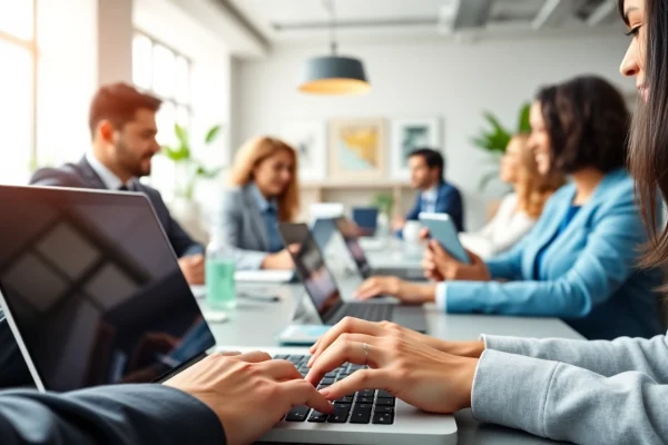 Office 2024 Pro Plus Vollversion kaufen in an engaging office setting with diverse professionals collaborating.