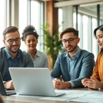 Headhunter Ingenieure diskutieren strategisch in einem modernen Büro und zeigen Fachkompetenz.